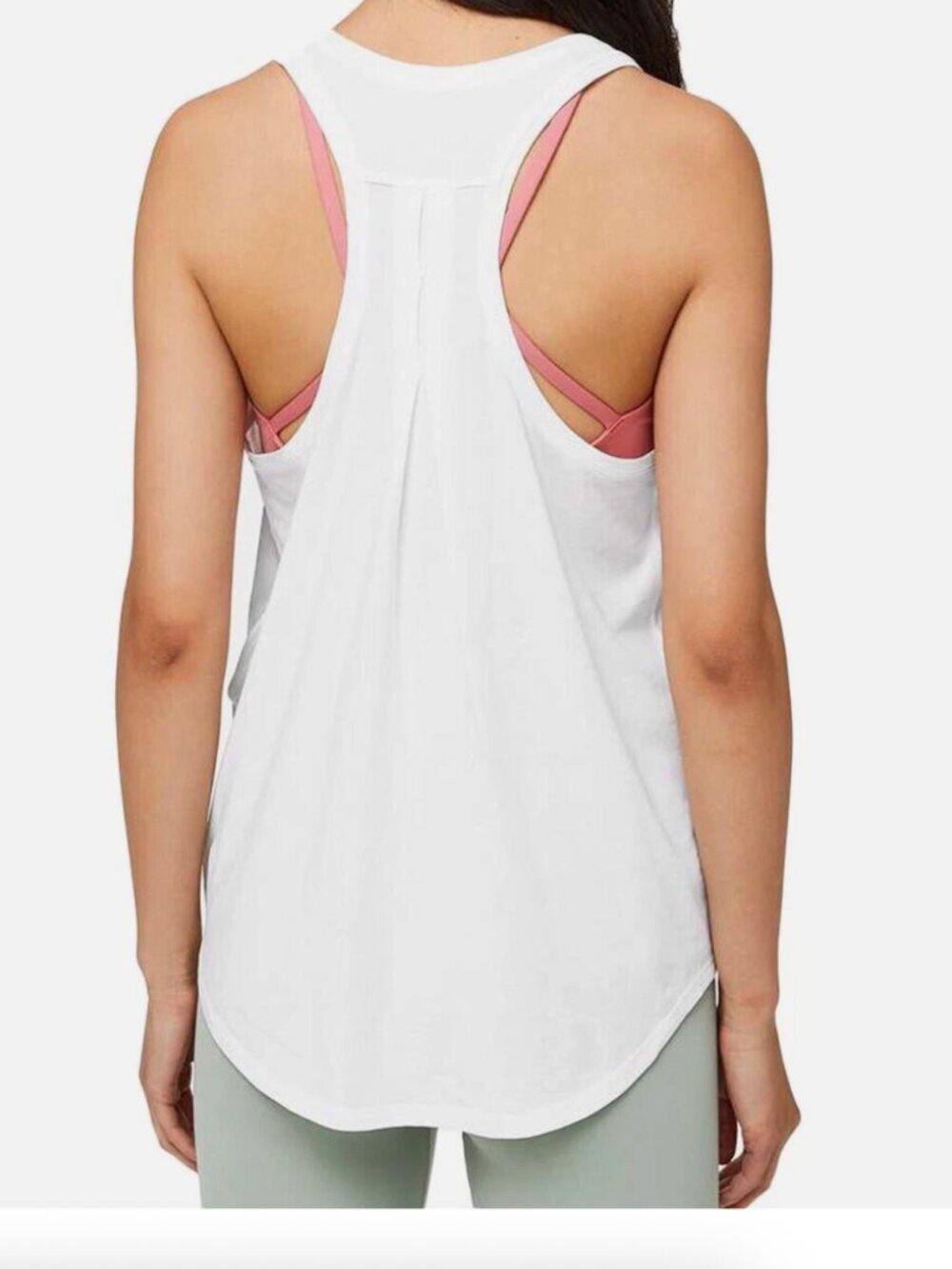 Lululemon White Love Tank Pima Cotton Curbed Pleated Hem Racerback Tank Top 4